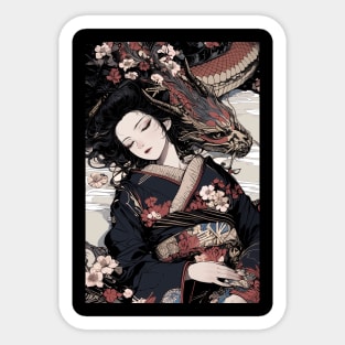 Geisha and Dragon 7911 Sticker